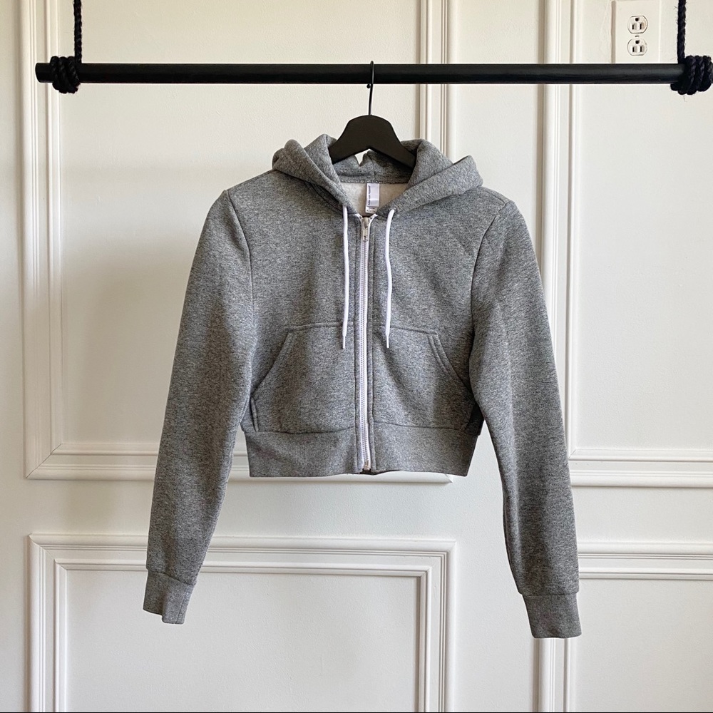 Gray Fleece Cropped Hoodie American Apparel S